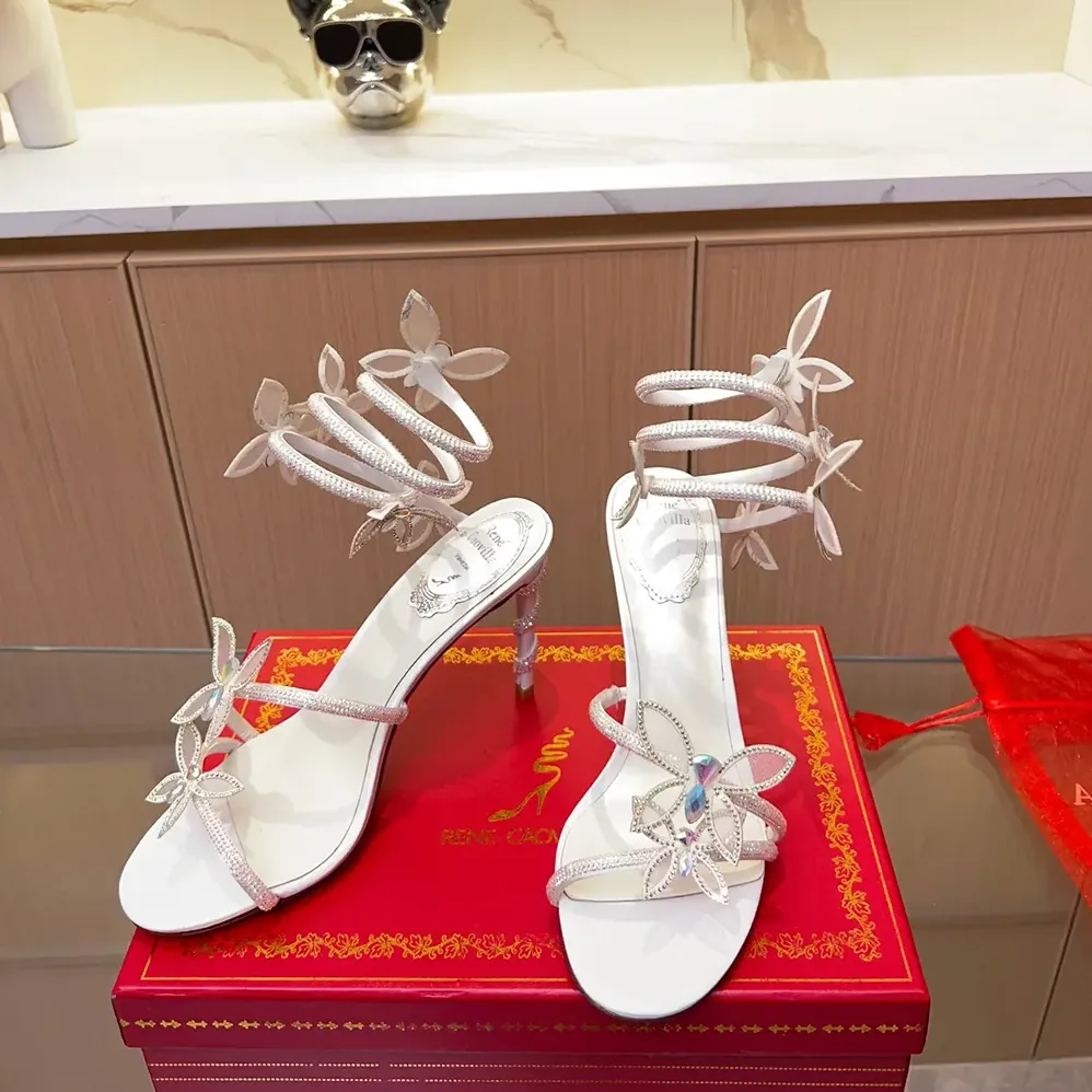Rene Caovilla Margot Pink Powder Butterfly Sandal 105 for Women Rene Caovilla Margot Pink Powder Butterfly Sandal 105 for Women