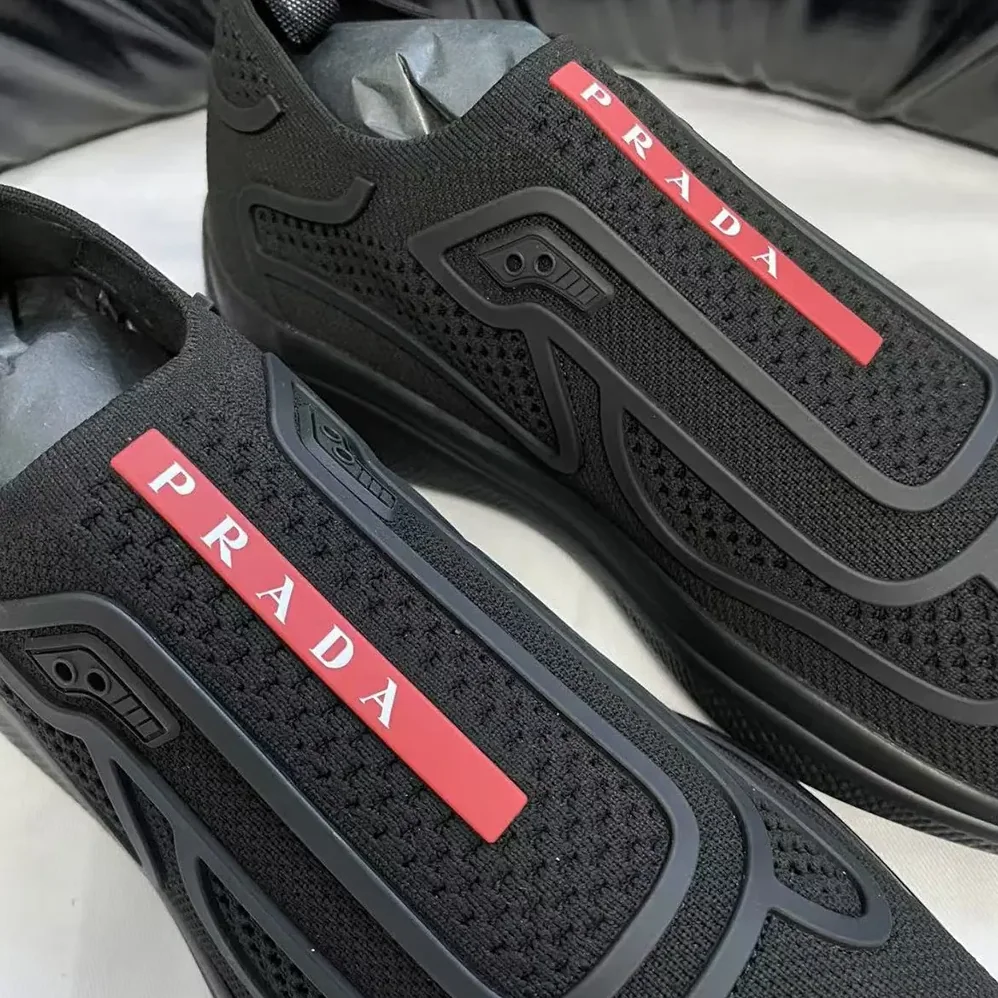 Prada Americas Cup Knit Slip-On for Men in Black