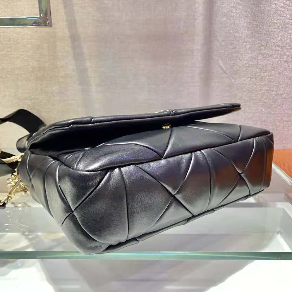 Prada System Nappa Leather Patchwork Bag for Women in Black Prada System Nappa Leather Patchwork Bag for Women in Black