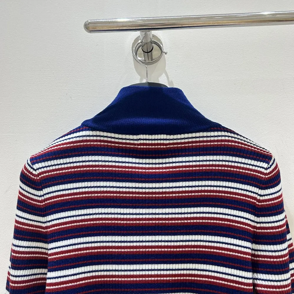 Celine Turtleneck Sweater In Striped Ribbed Wool for Women Celine Turtleneck Sweater In Striped Ribbed Wool for Women