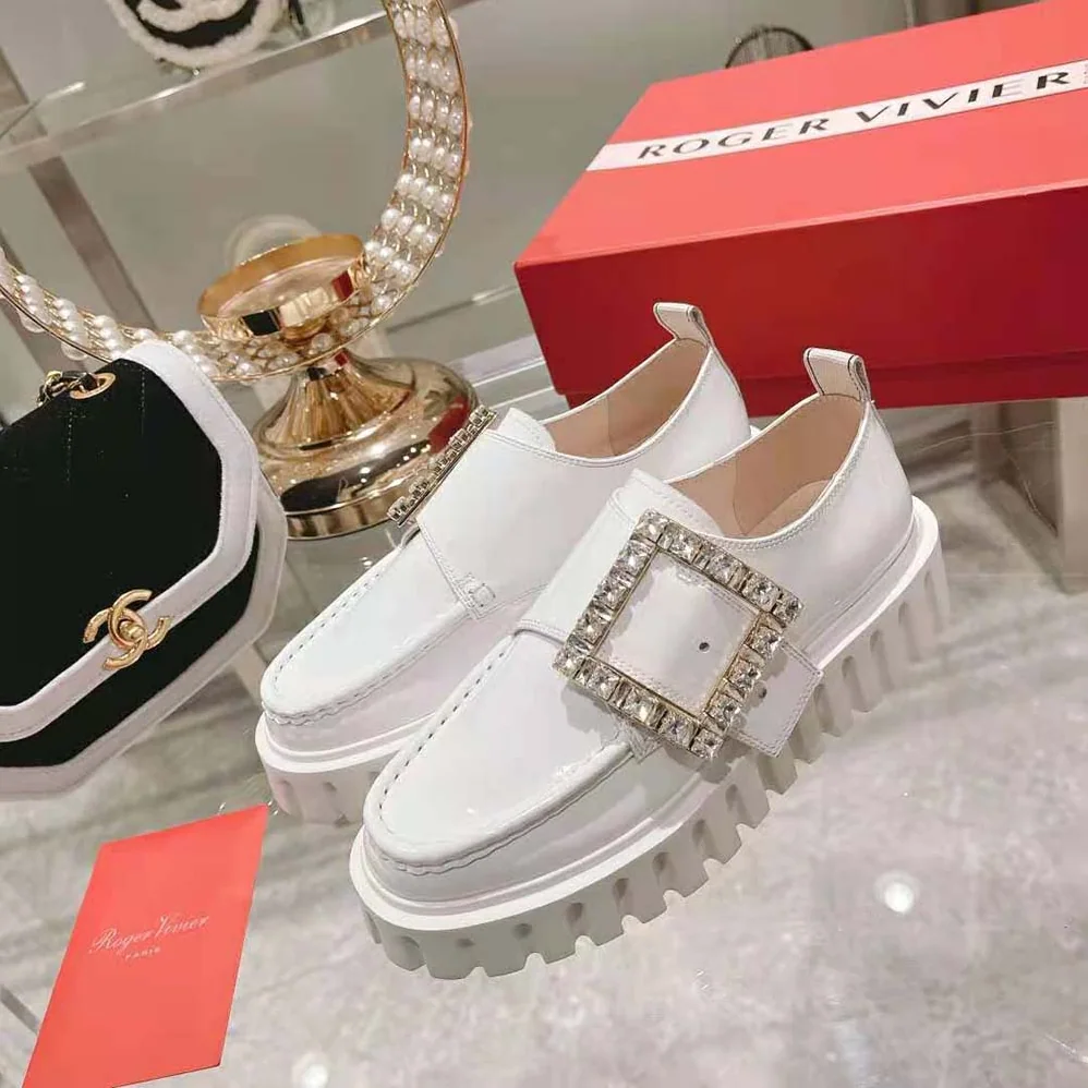 Roger Vivier Viv' Go-Thick Strass Buckle Loafers in Patent Leather for Women Roger Vivier Viv' Go-Thick Strass Buckle Loafers in Patent Leather for Women