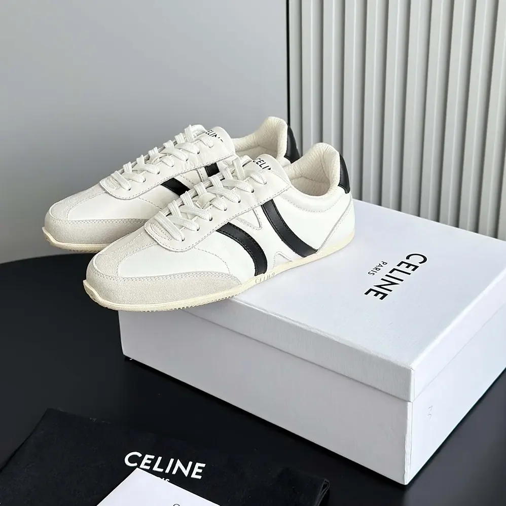 Celine Jogger Low Lace up Sneaker in Calfskin for Unisex in White