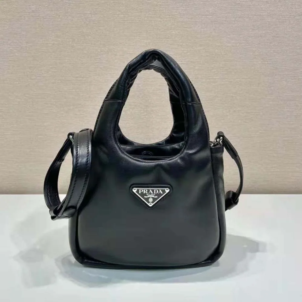 Prada Small Padded Prada Soft Nappa-Leather Bag for Women in Black Prada Small Padded Prada Soft Nappa-Leather Bag for Women in Black