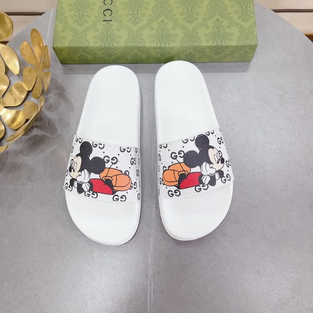 Gucci GG Slide Sandal With Mickey Mouse White for Women Gucci GG Slide Sandal With Mickey Mouse White for Women
