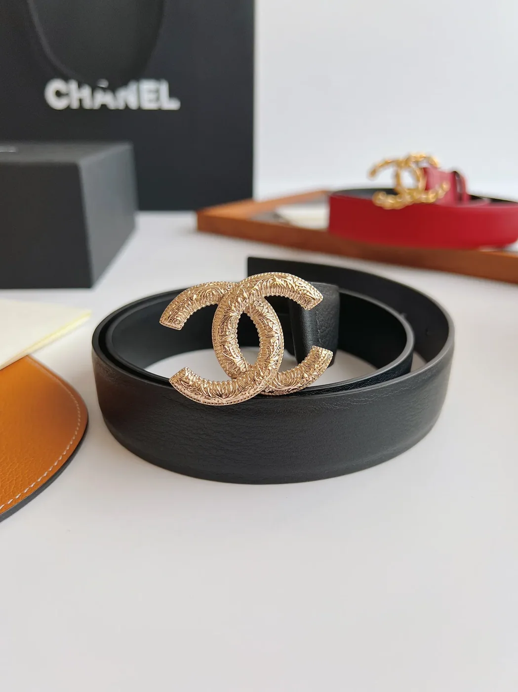 Chanel Attach Stone Metal CC Belt Black