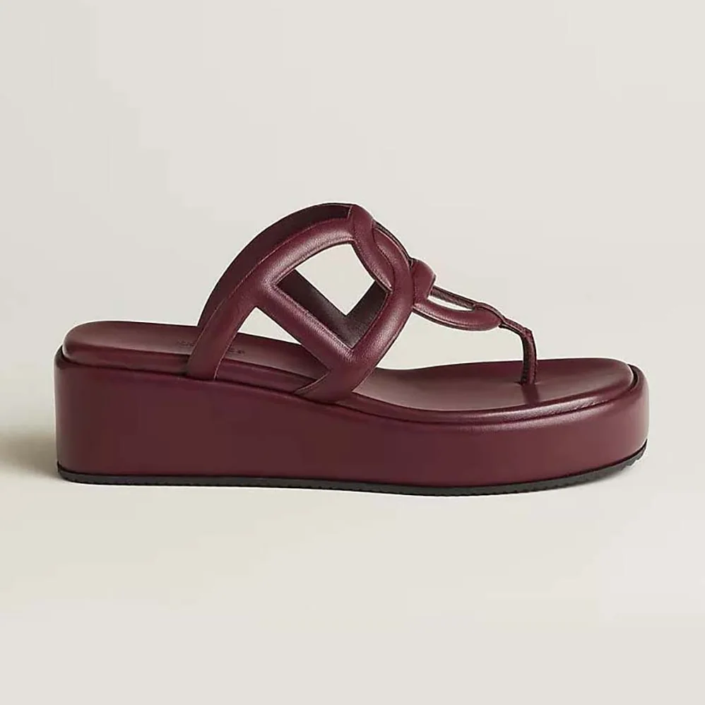 Hermes Gipsy Sandal in Nappa Leather for Women in Maroon