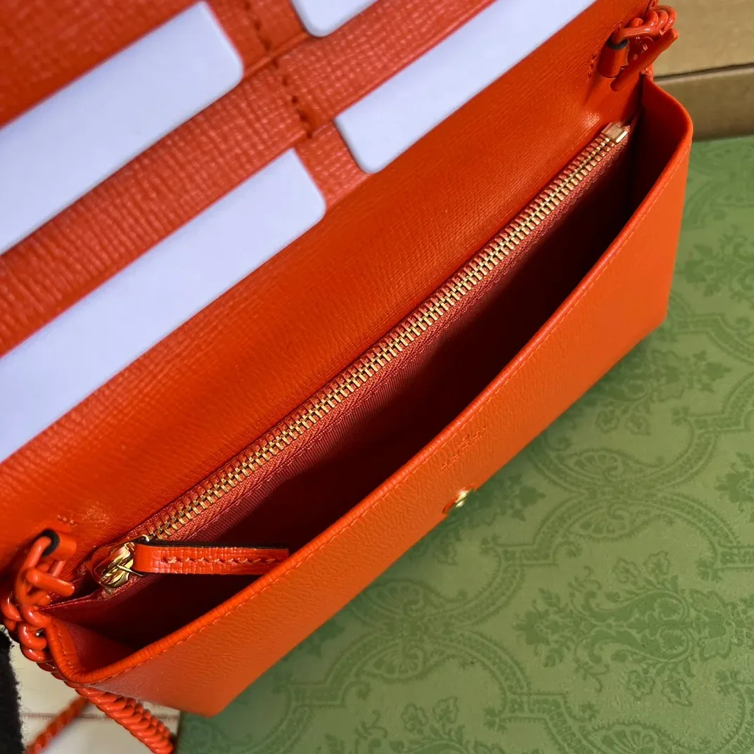 GG Horsebit 1955 Wallet With Chain Orange/Green 1AAJ8 7519 /