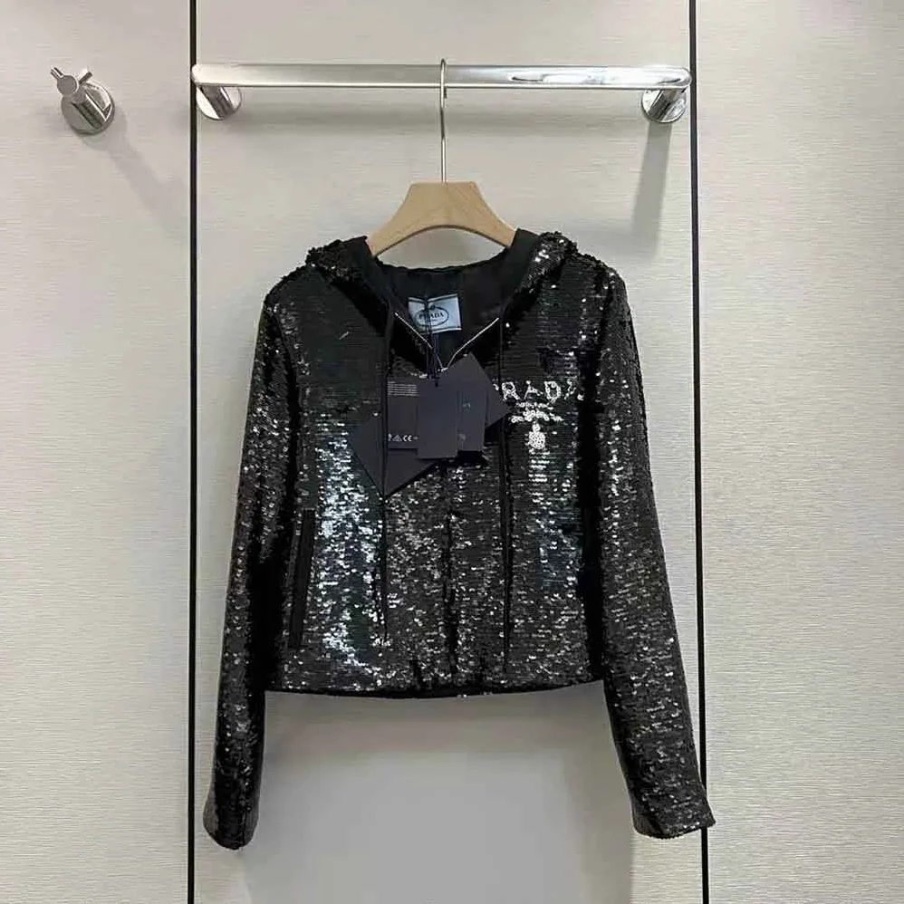 Prada Sequin for Women in Embellished Chiffon Hoodie