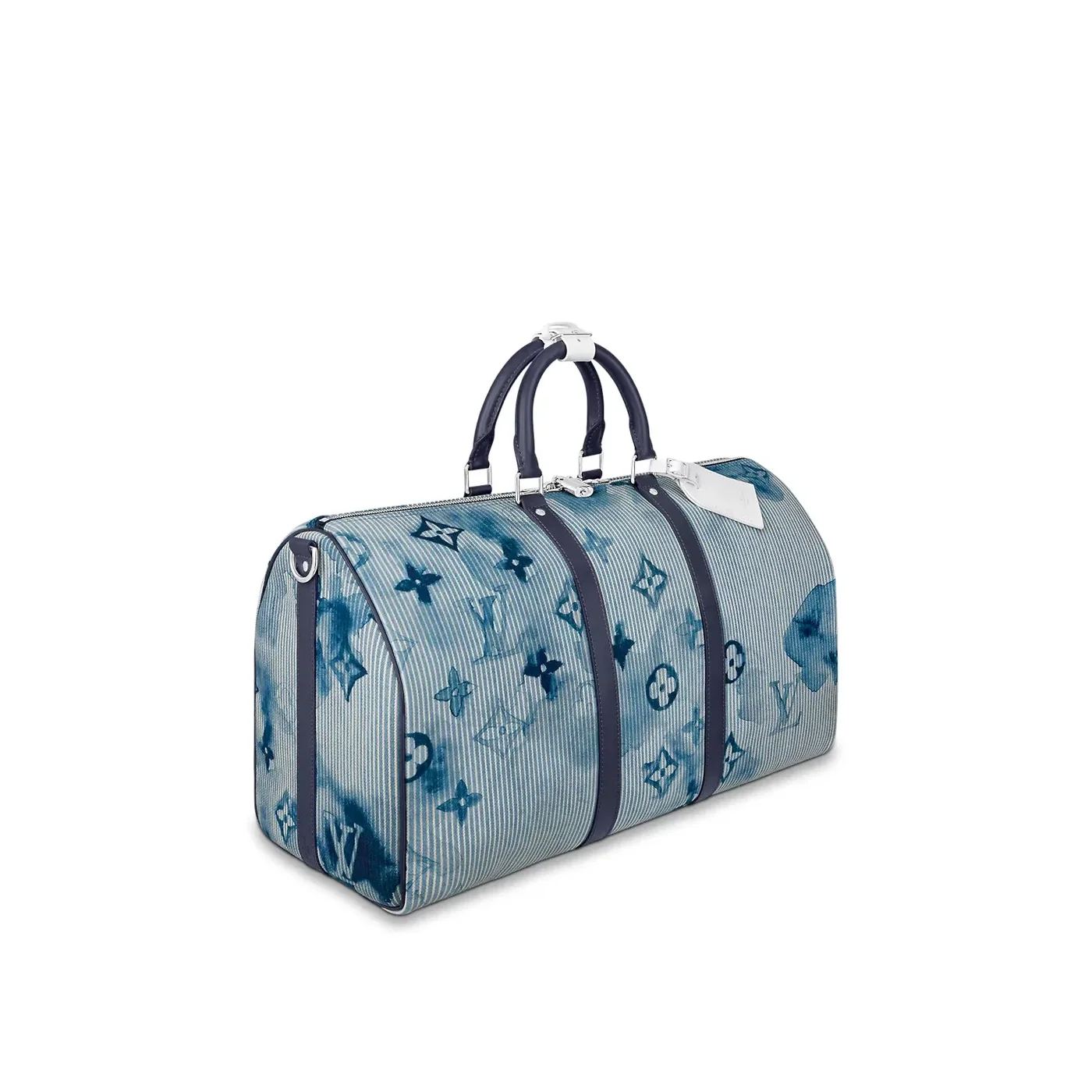 Louis Vuitton Keepall Bandouliere 50 Travel Bag in Blue Silver Hardware Louis Vuitton Keepall Bandouliere 50 Travel Bag in Blue Silver Hardware