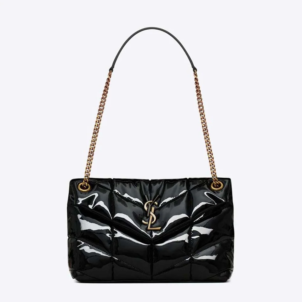 Saint Laurent YSL Puffer Small Chain Bag in Quilted Vinyle for Women in Black Saint Laurent YSL Puffer Small Chain Bag in Quilted Vinyle for Women in Black