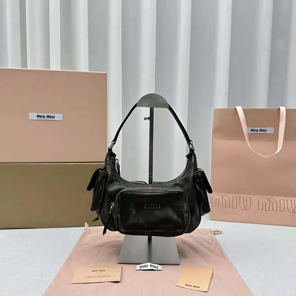 Miu Miu Nappa Leather Pocket Bag for Women in Black