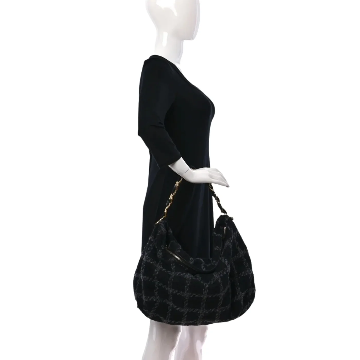 Chanel Maxi Hobo Bag in Black Gold Hardware