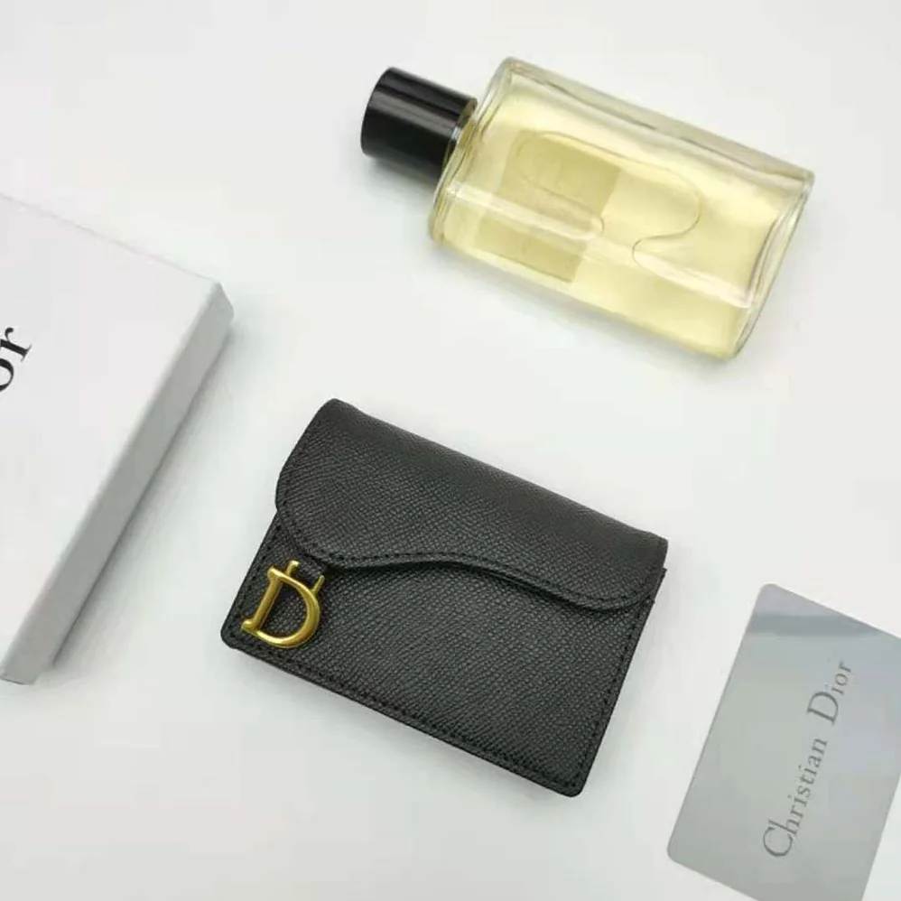 Dior Saddle Flap Card Holder Black Grained Calfskin for Women Dior Saddle Flap Card Holder Black Grained Calfskin for Women