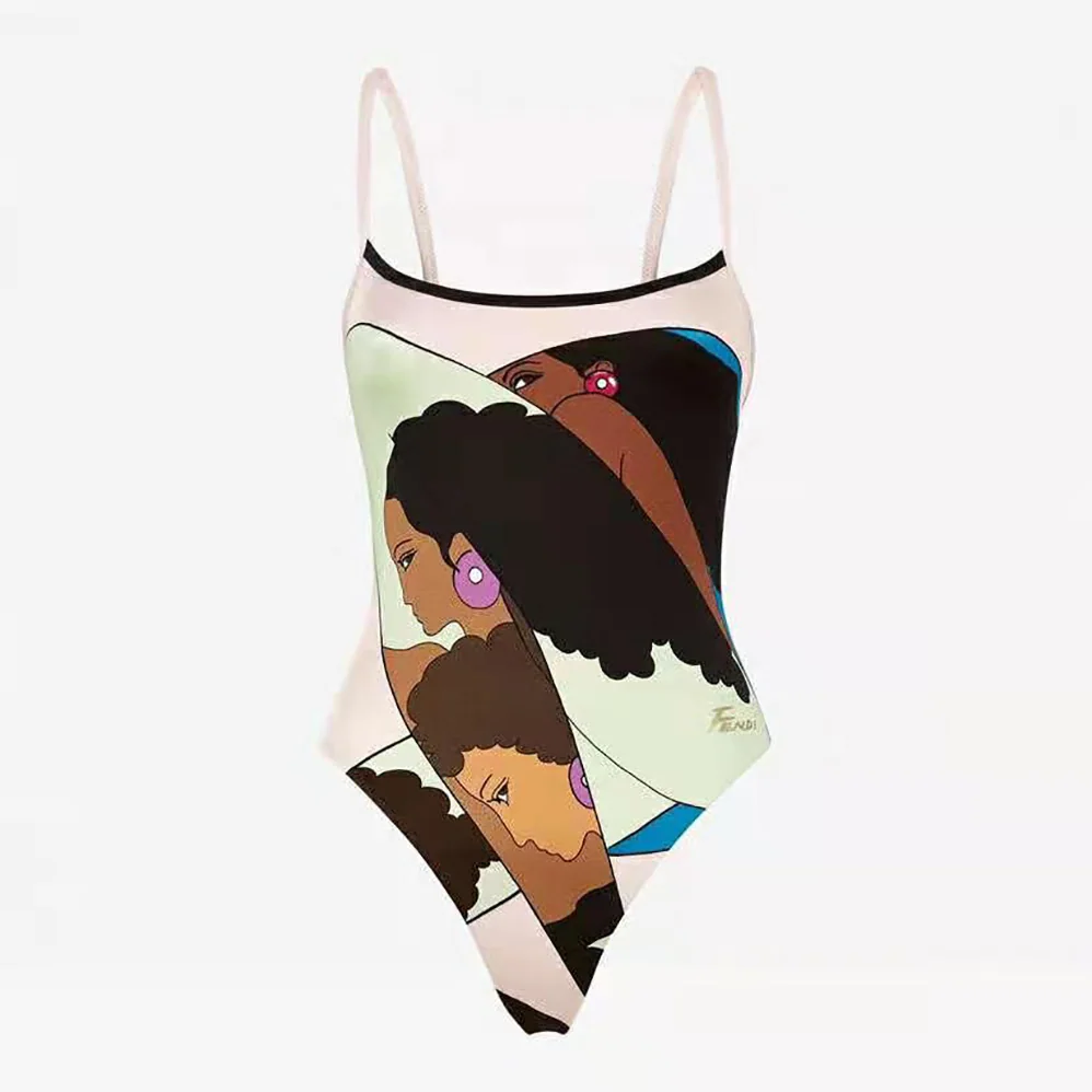 Fendi Swimsuit Multicolor Lycra Swimsuit for Women in Pink