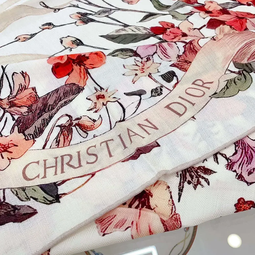 Dior Dior 4 Saisons Printemps Soleil 90 Square Scarf Ecru Multicolor Silk Twill for Unisex