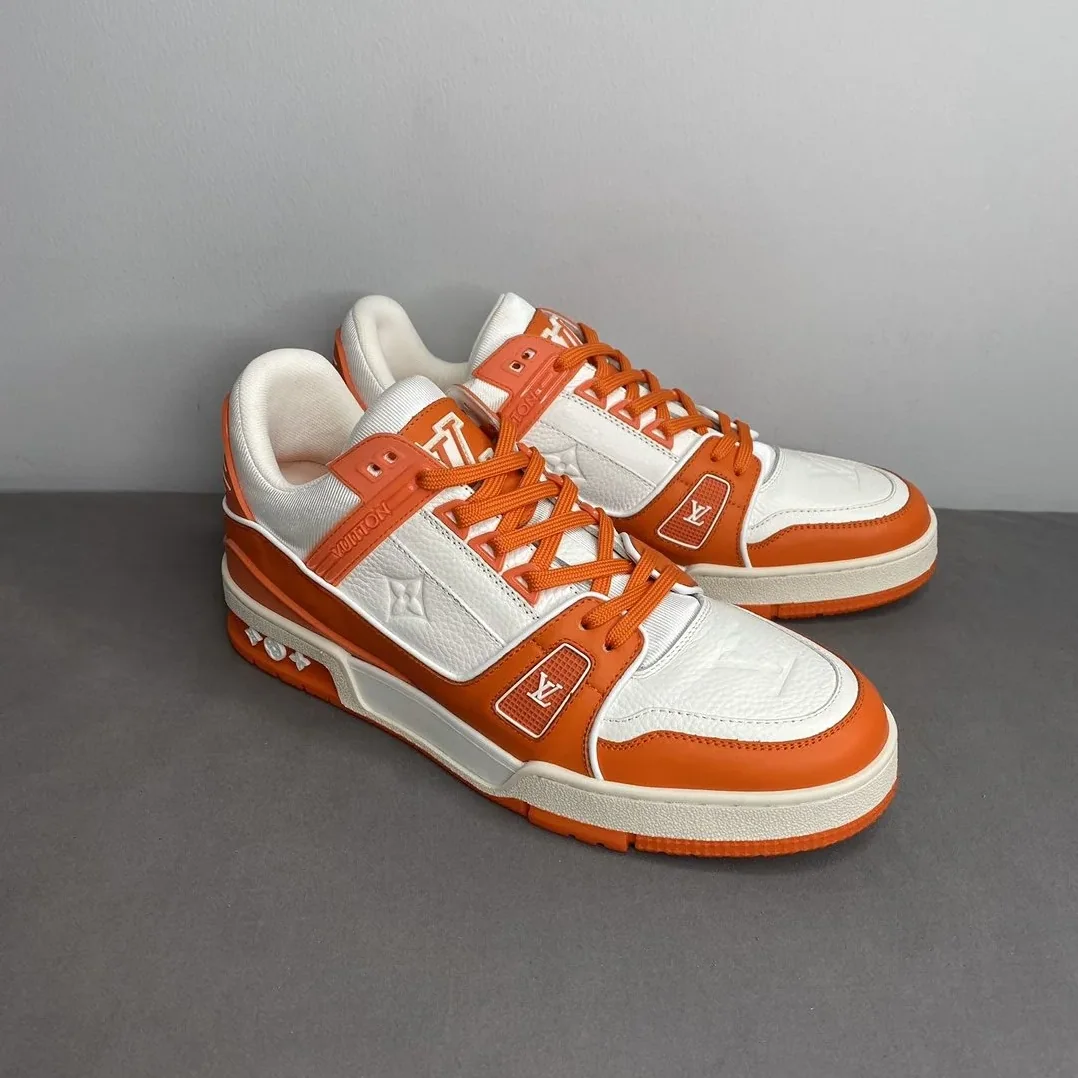 Louis Vuitton Trainer Sneaker Mix Of Materials White/Orange Virgil Abloh LV 1A9VN0 Louis Vuitton Trainer Sneaker Mix Of Materials White/Orange Virgil Abloh LV 1A9VN0