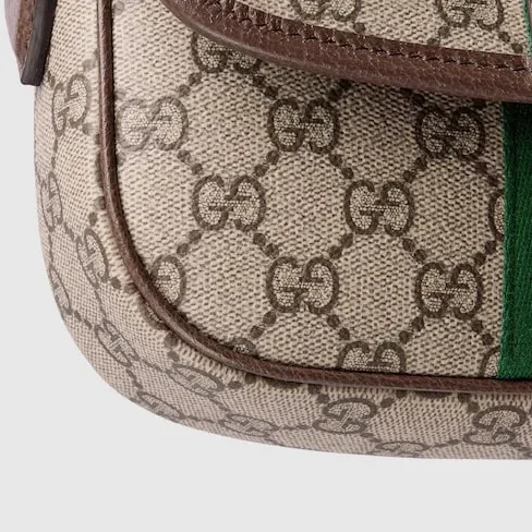 Gucci Ophidia Small Top Handle Bag / Beige And Dark Brown Light Gold Hardware