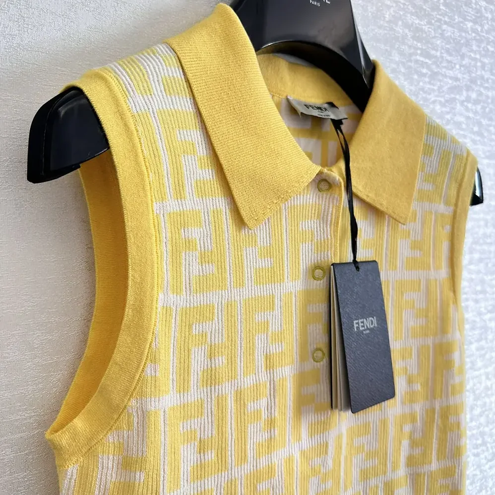 Fendi Golden Yellow FF Cotton Dress for Women