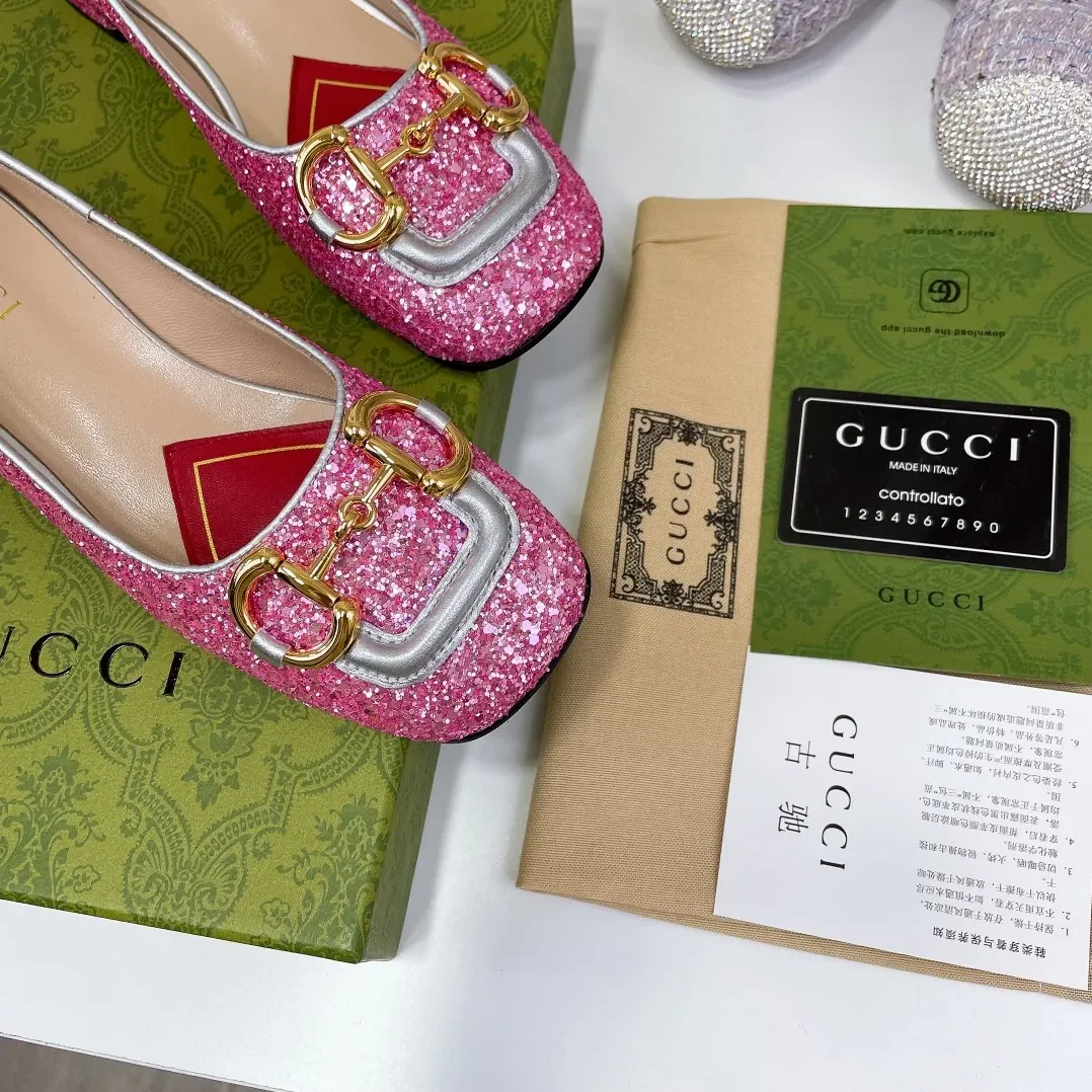 Gucci Lovelight Crystal Ballet Flat With Horsebit Multicolor GG