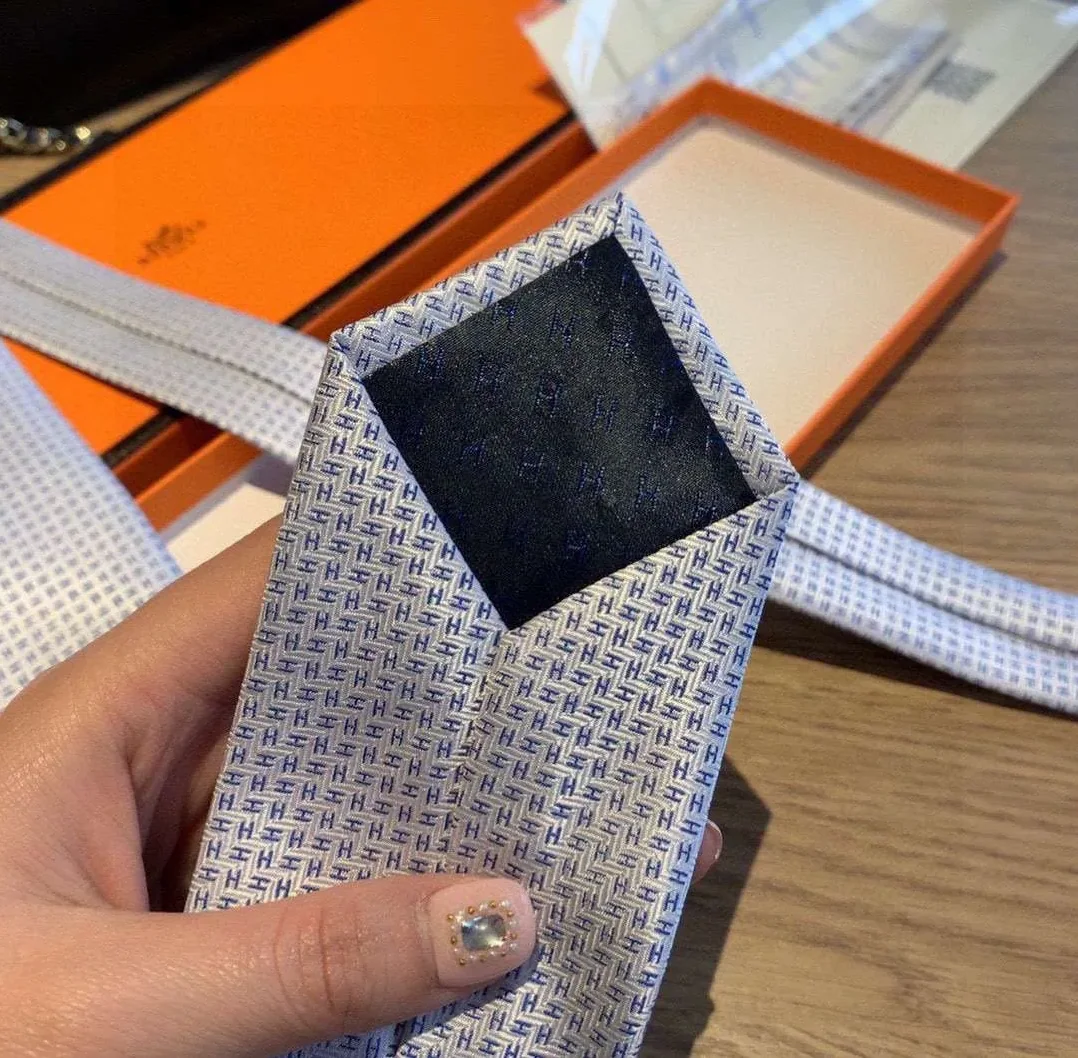 Hermes Tie 7 Faconnee New H Grey Hermes Tie 7 Faconnee New H Grey
