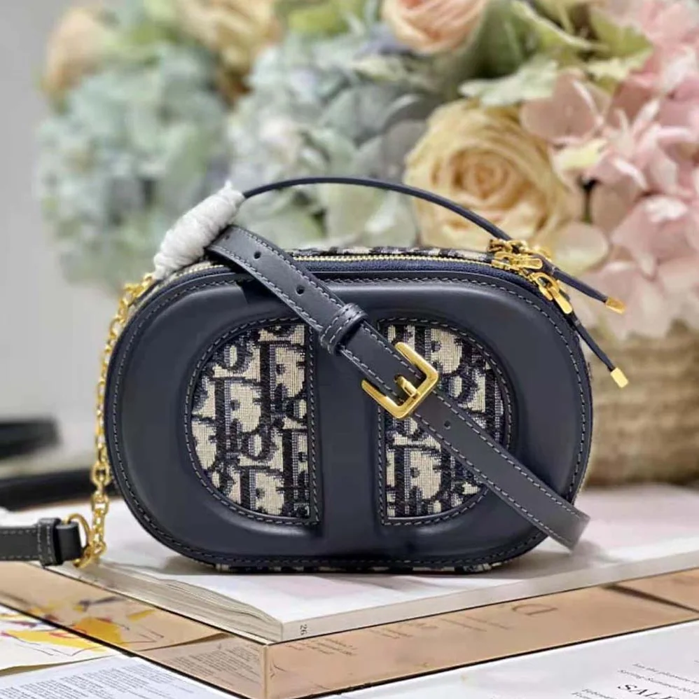 Dior CD Signature Oval Camera Bag Blue Dior Oblique Jacquard for Women Dior CD Signature Oval Camera Bag Blue Dior Oblique Jacquard for Women