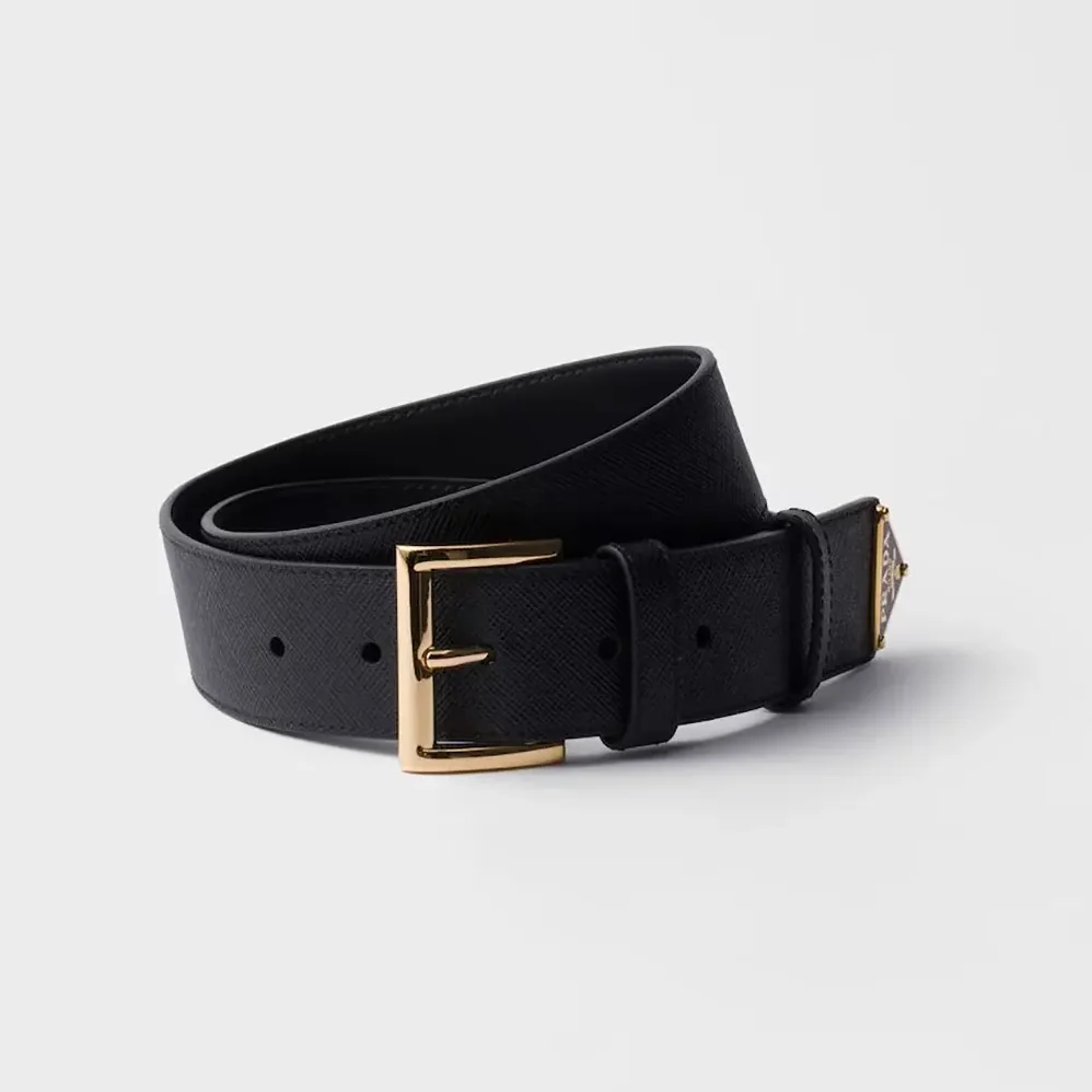 Prada Saffiano Leather Belt for Women in Black Prada Saffiano Leather Belt for Women in Black