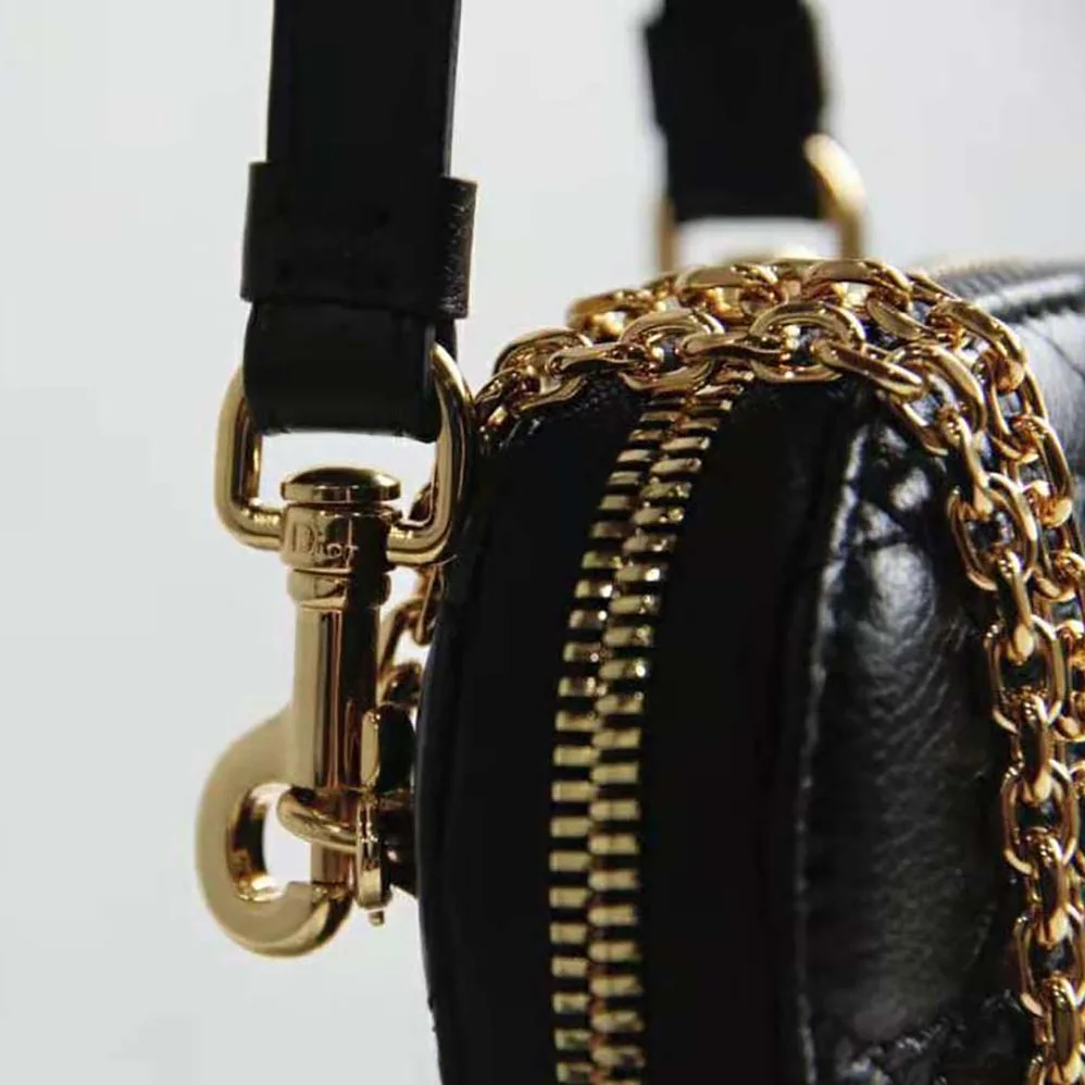 Dior Lady Dior Phone Holder Black Cannage Lambskin for Women
