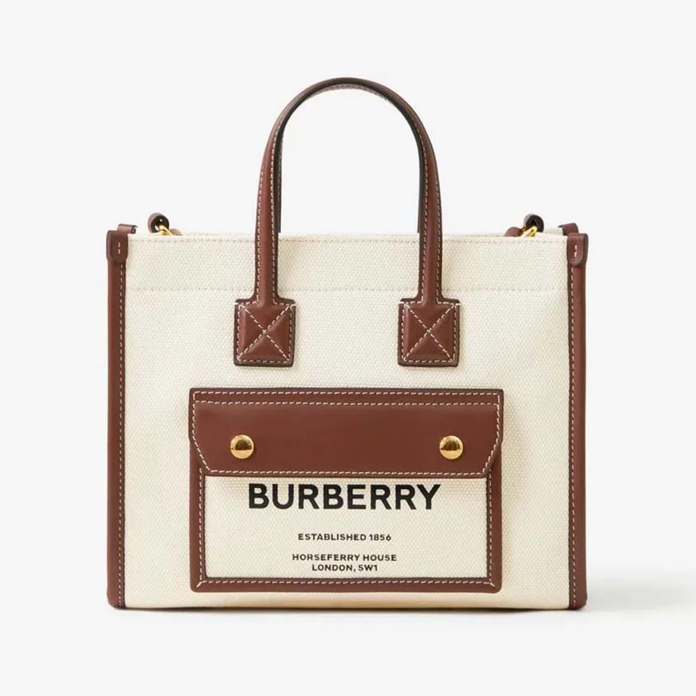 Burberry Mini Freya Tote for Women in Beige Burberry Mini Freya Tote for Women in Beige