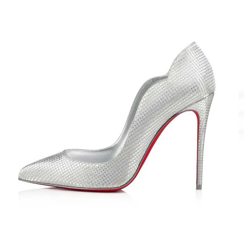 Christian Louboutin Hot Chick 100 mm Heel Height for Women in Silver Christian Louboutin Hot Chick 100 mm Heel Height for Women in Silver