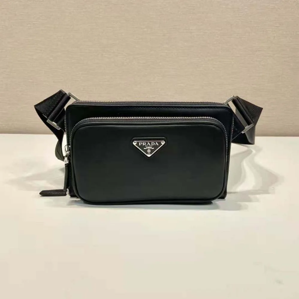 Prada Leather Shoulder Bag for Men in Black Prada Leather Shoulder Bag for Men in Black