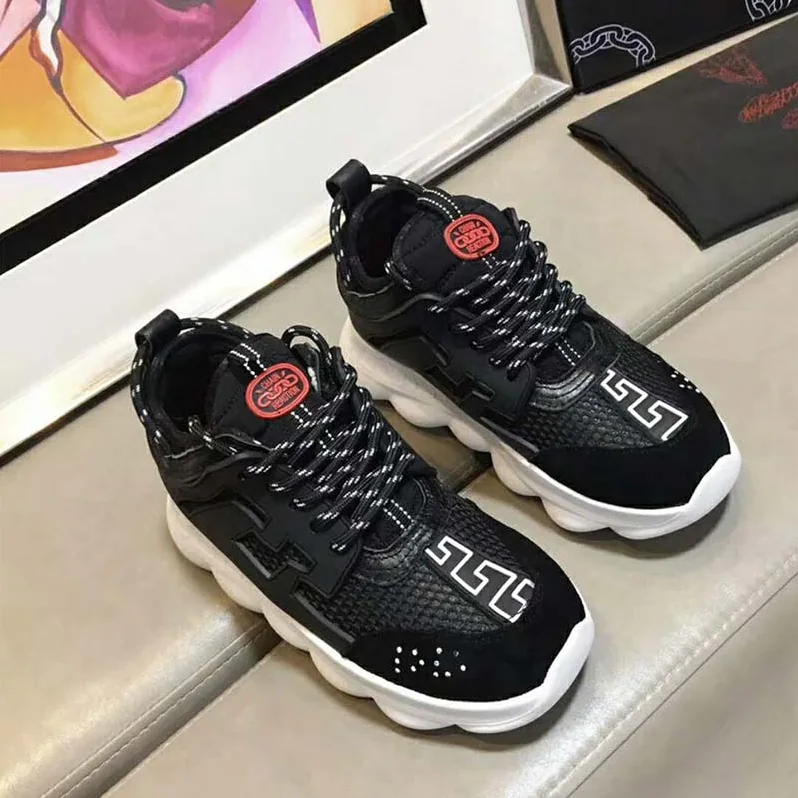 Versace Shoes Chain Reaction Sneakers for Men in Black Versace Shoes Chain Reaction Sneakers for Men in Black