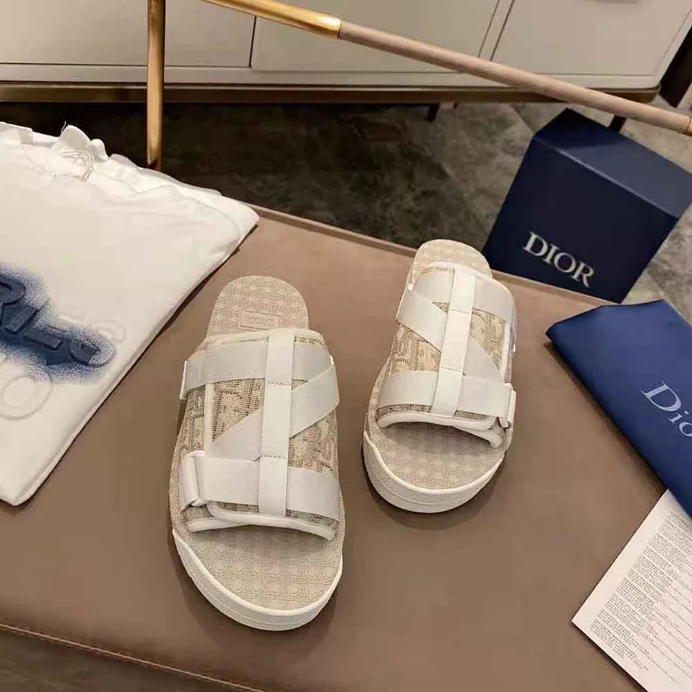 Dior Alpha Sandal Off for Women in White Dior Oblique Jacquard Dior Alpha Sandal Off for Women in White Dior Oblique Jacquard
