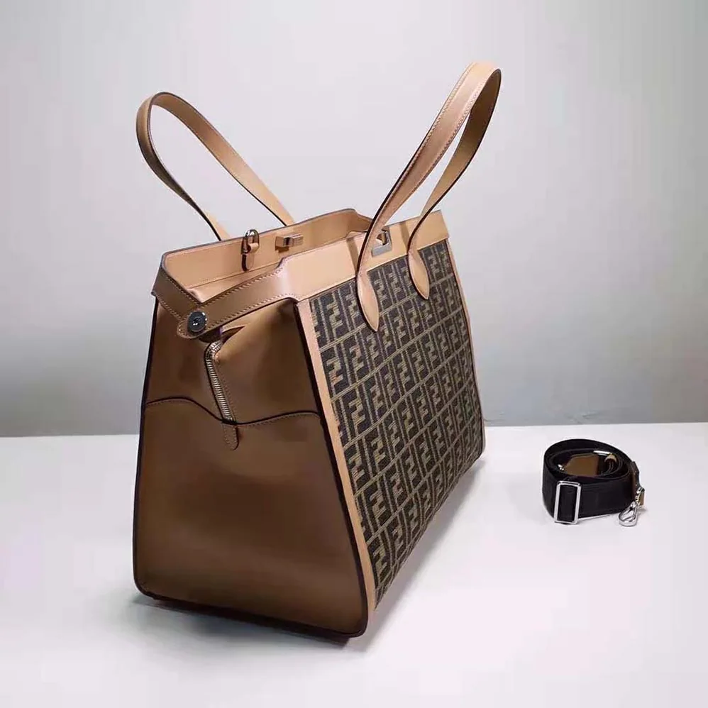 Fendi Peekaboo ISeeU Forty8 Brown FF Fabric Bag for Men Fendi Peekaboo ISeeU Forty8 Brown FF Fabric Bag for Men