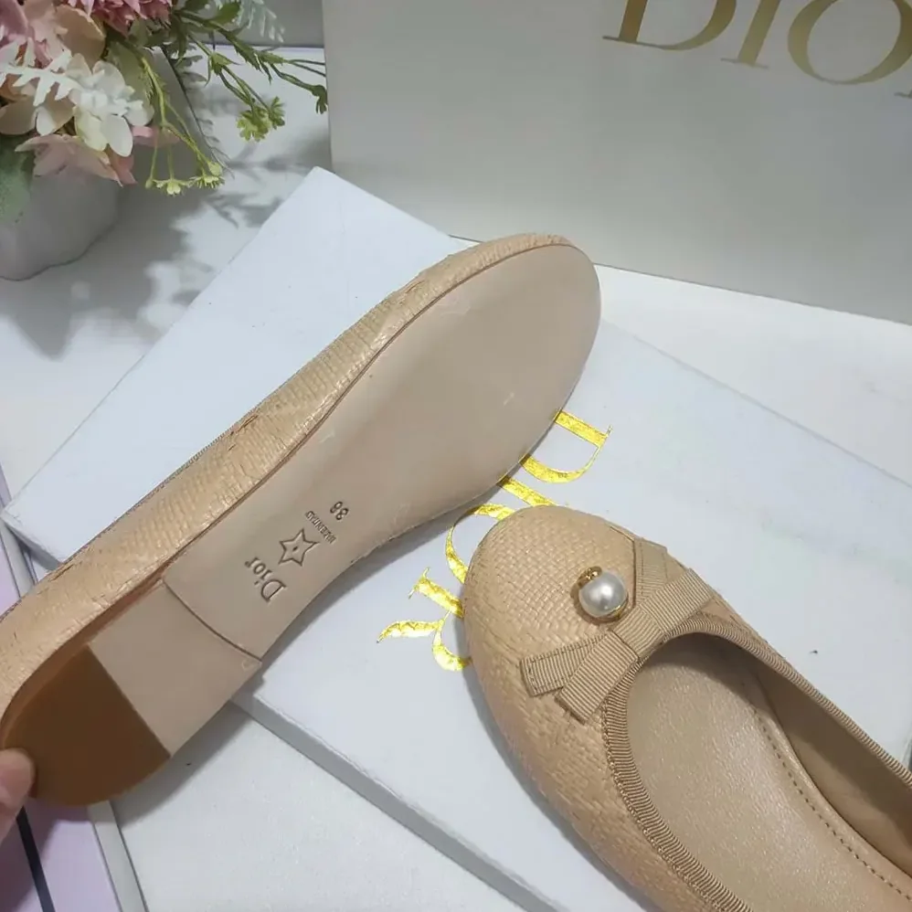 Dior Dior Ballet Flat Natural Cannage Raffia for Women Dior Dior Ballet Flat Natural Cannage Raffia for Women