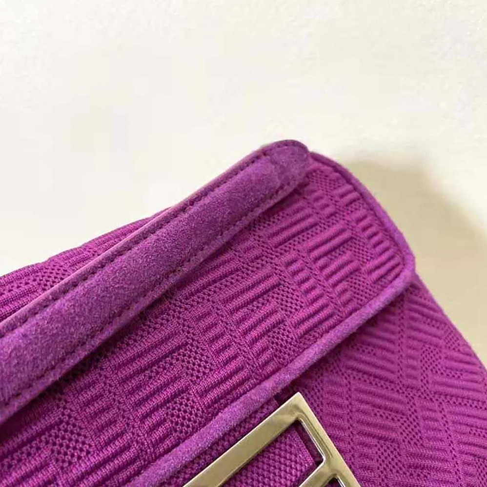 Fendi Midi Baguette Chain FF Fabric Bag for Women in Purple