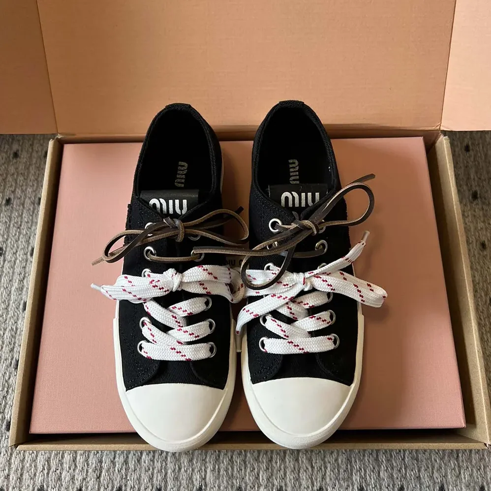 Miu Miu Washed Denim Sneakers for Women in Black Miu Miu Washed Denim Sneakers for Women in Black