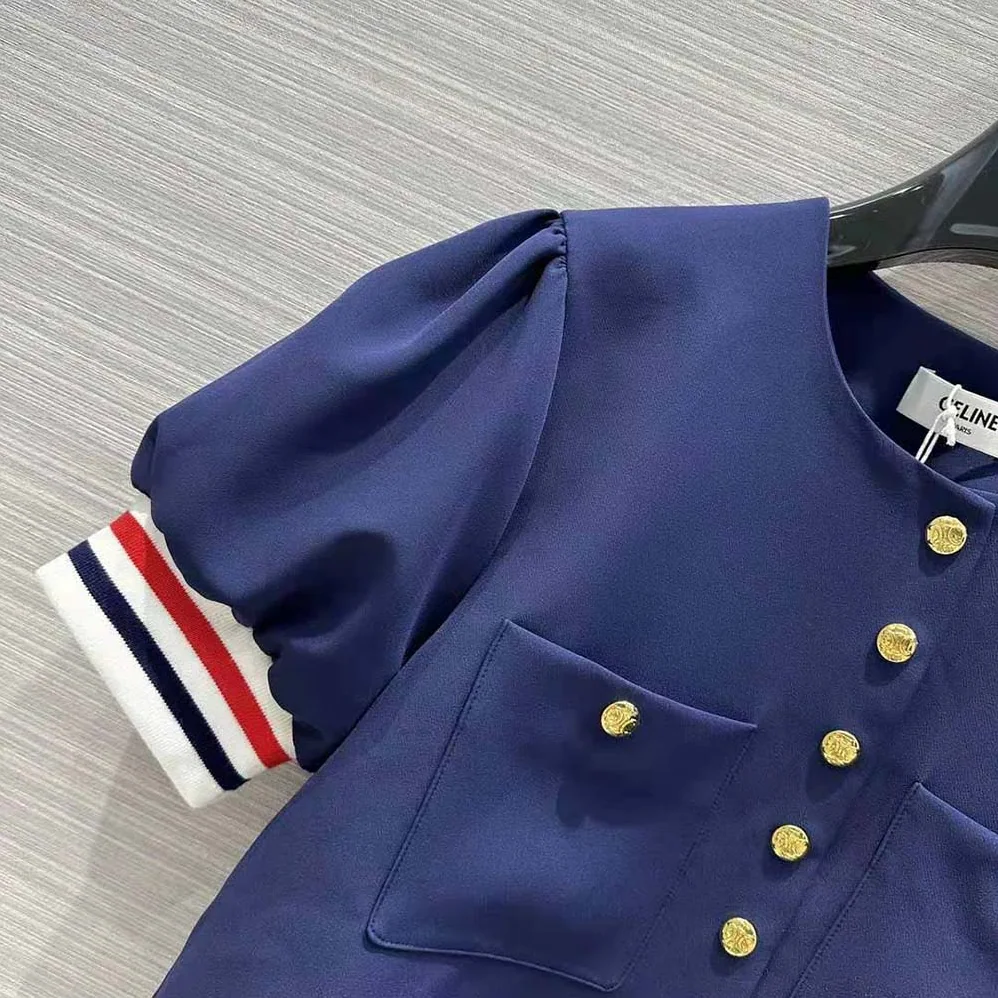 Celine Cardigan Jacket in Cotton Gabardine for Women in Navy