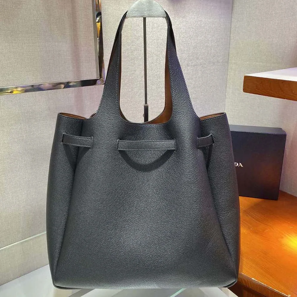 Prada Soft Leather Tote for Women in Black Prada Soft Leather Tote for Women in Black