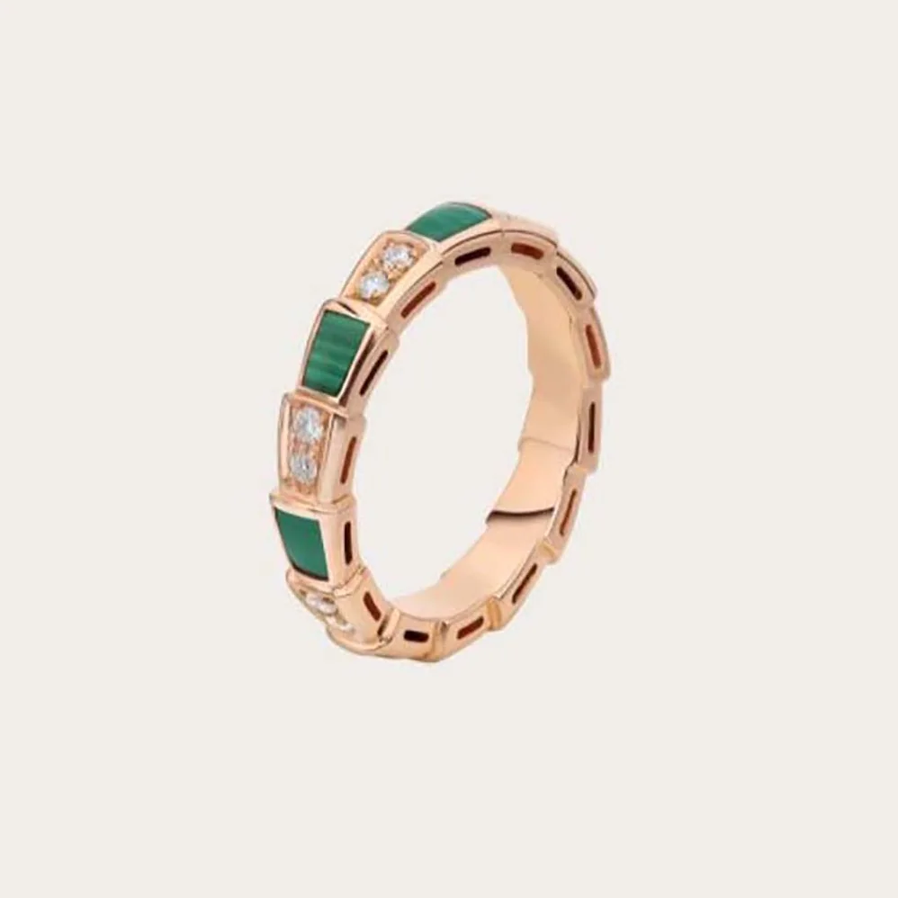Bvlgari Use of Unconventional Materials Serpenti Viper Ring for Women in Green