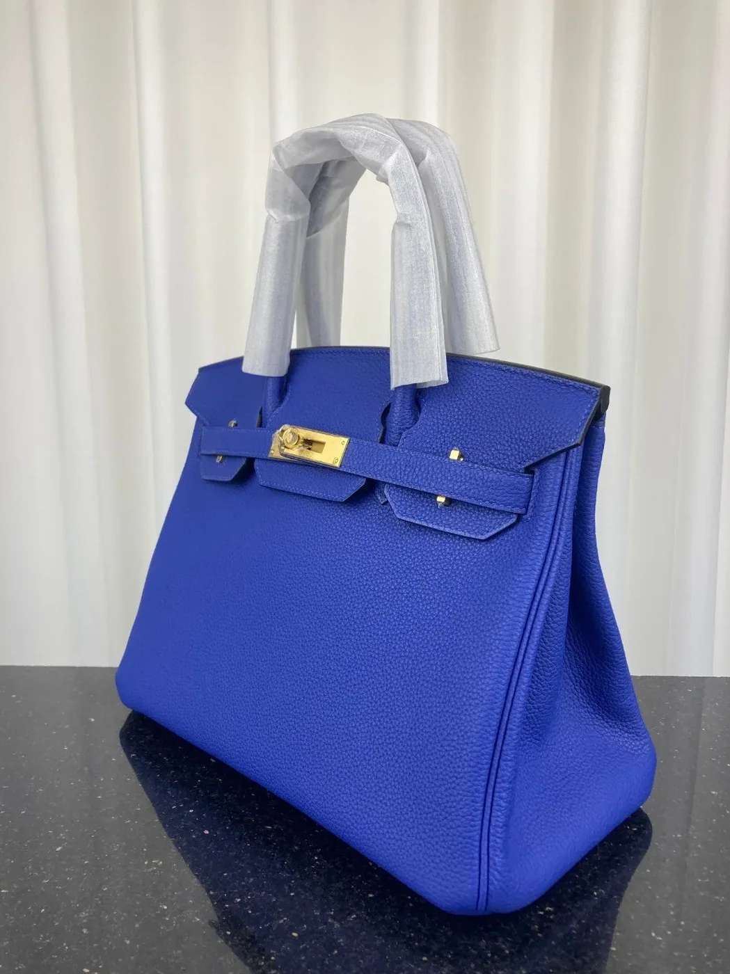 Hermes Birkin 30 Top Handle Bag in Blue Gold Hardware Hermes Birkin 30 Top Handle Bag in Blue Gold Hardware