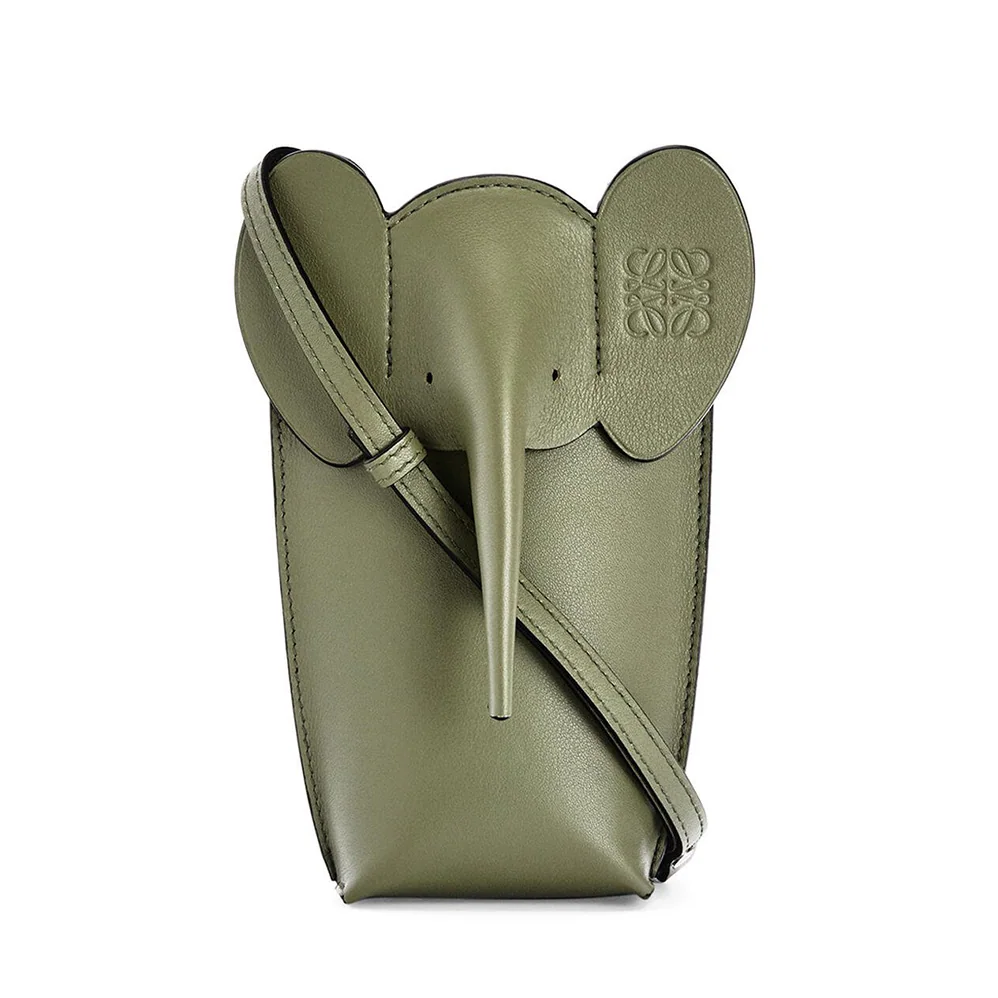 Loewe Elephant Pocket in Classic Calfskin for Women in Green Loewe Elephant Pocket in Classic Calfskin for Women in Green