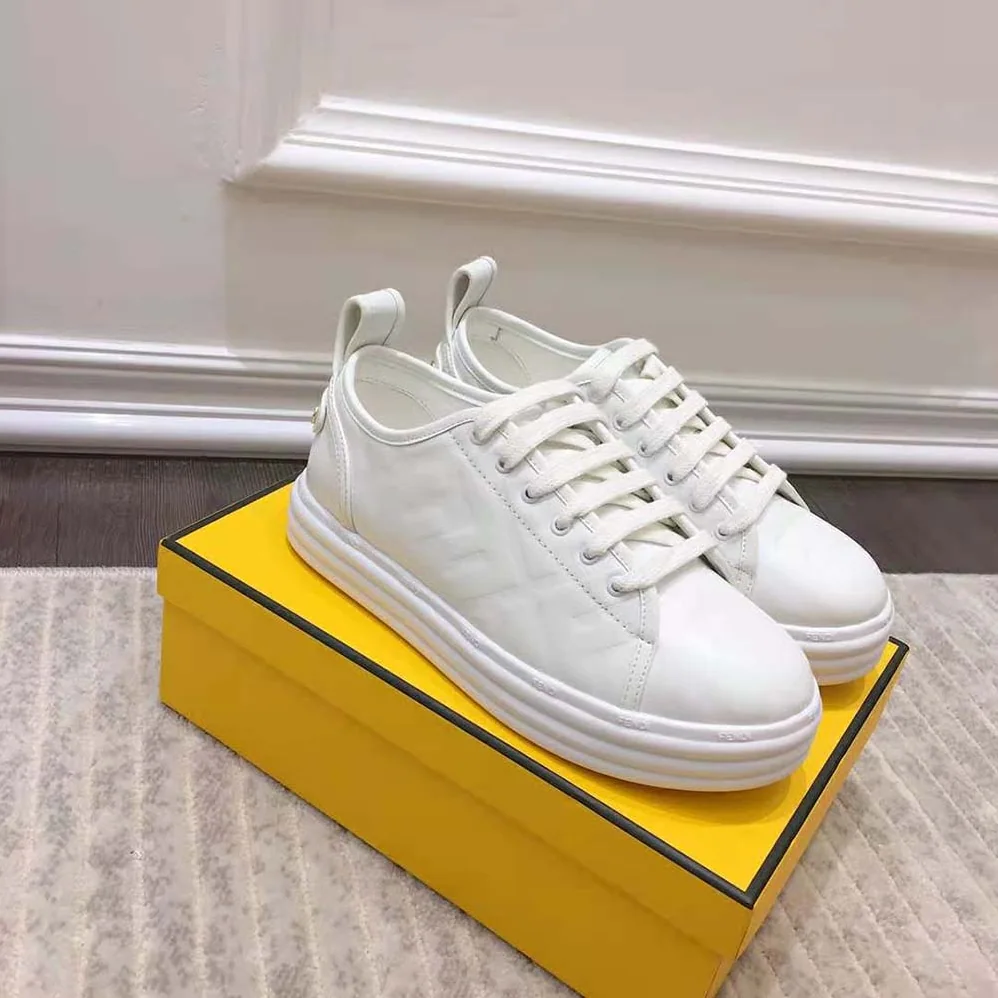Fendi Shoes Fendi Rise White Leather Flatform Sneakers for Women