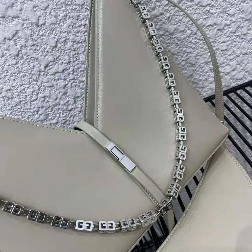 Givenchy Small Cut Out Bag in Box Leather with Chain for Women in Beige Givenchy Small Cut Out Bag in Box Leather with Chain for Women in Beige