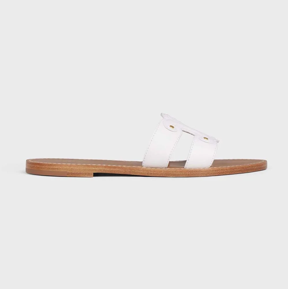 Celine Triomphe Mule in Calfskin for Women in White
