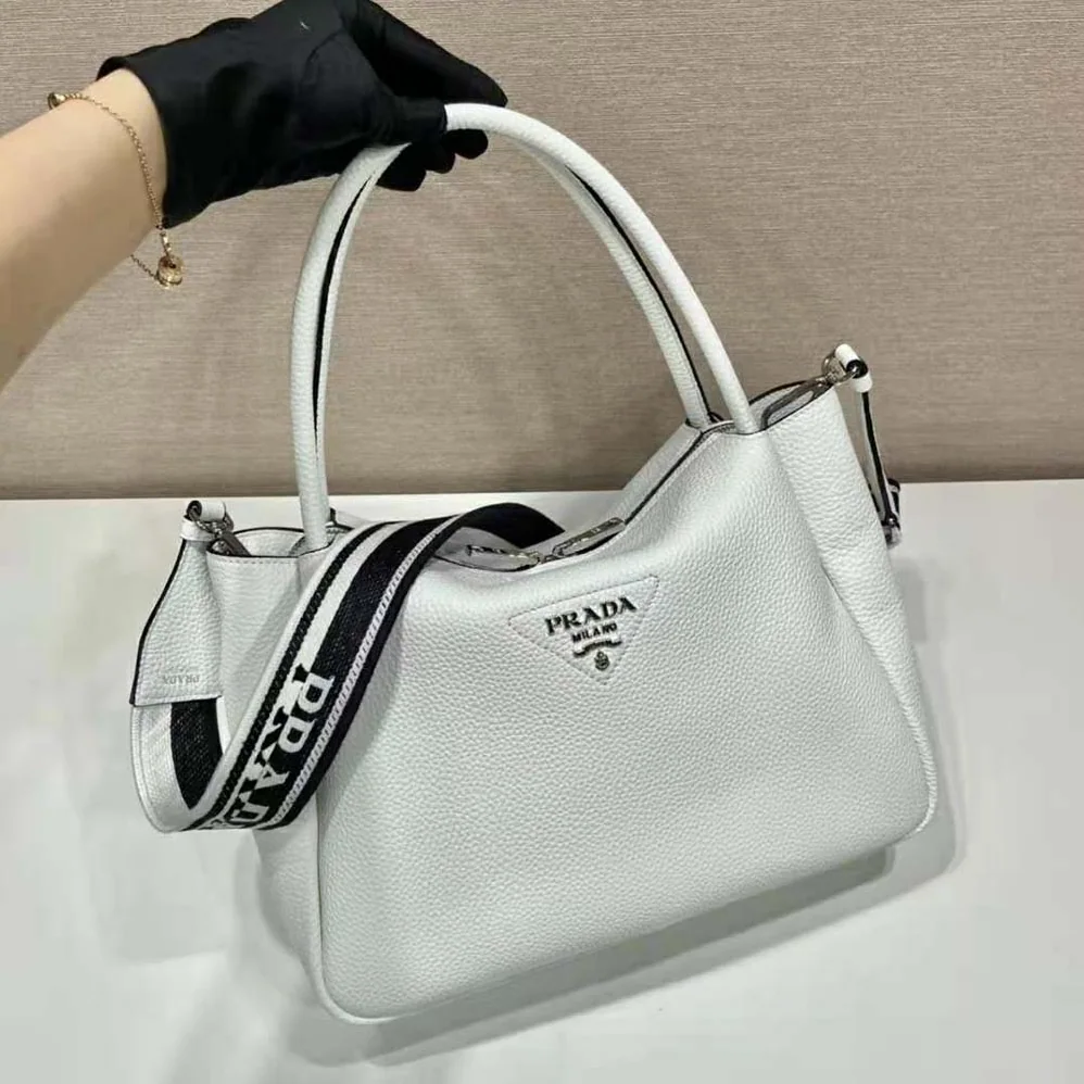 Prada Large Leather Handbag for Women in White Prada Large Leather Handbag for Women in White