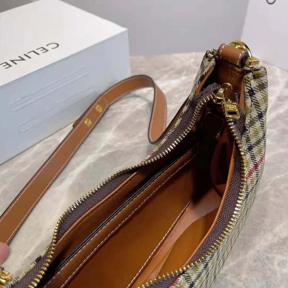 Celine Medium Strap Ava Bag in Textile and Calfskin for Women Celine Medium Strap Ava Bag in Textile and Calfskin for Women