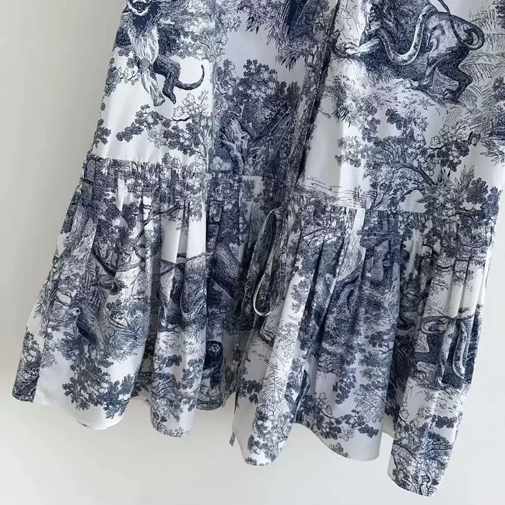 Dior Dioriviera Straight Ruffled Dress White Toile de Jouy Palms Cotton and Silk Poplin for Women Dior Dioriviera Straight Ruffled Dress White Toile de Jouy Palms Cotton and Silk Poplin for Women