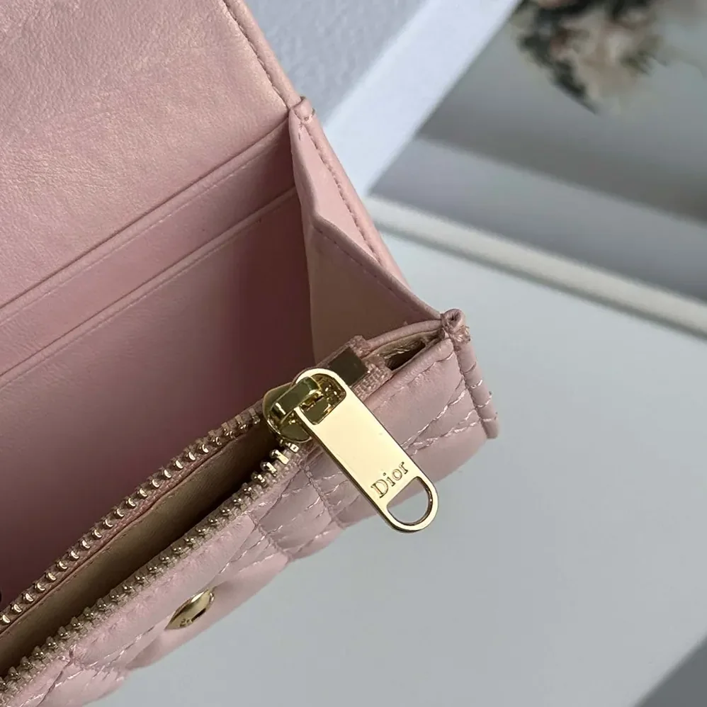 Dior Lady Dior Glycine Wallet Rose Tendre Cannage Lambskin for Women Dior Lady Dior Glycine Wallet Rose Tendre Cannage Lambskin for Women