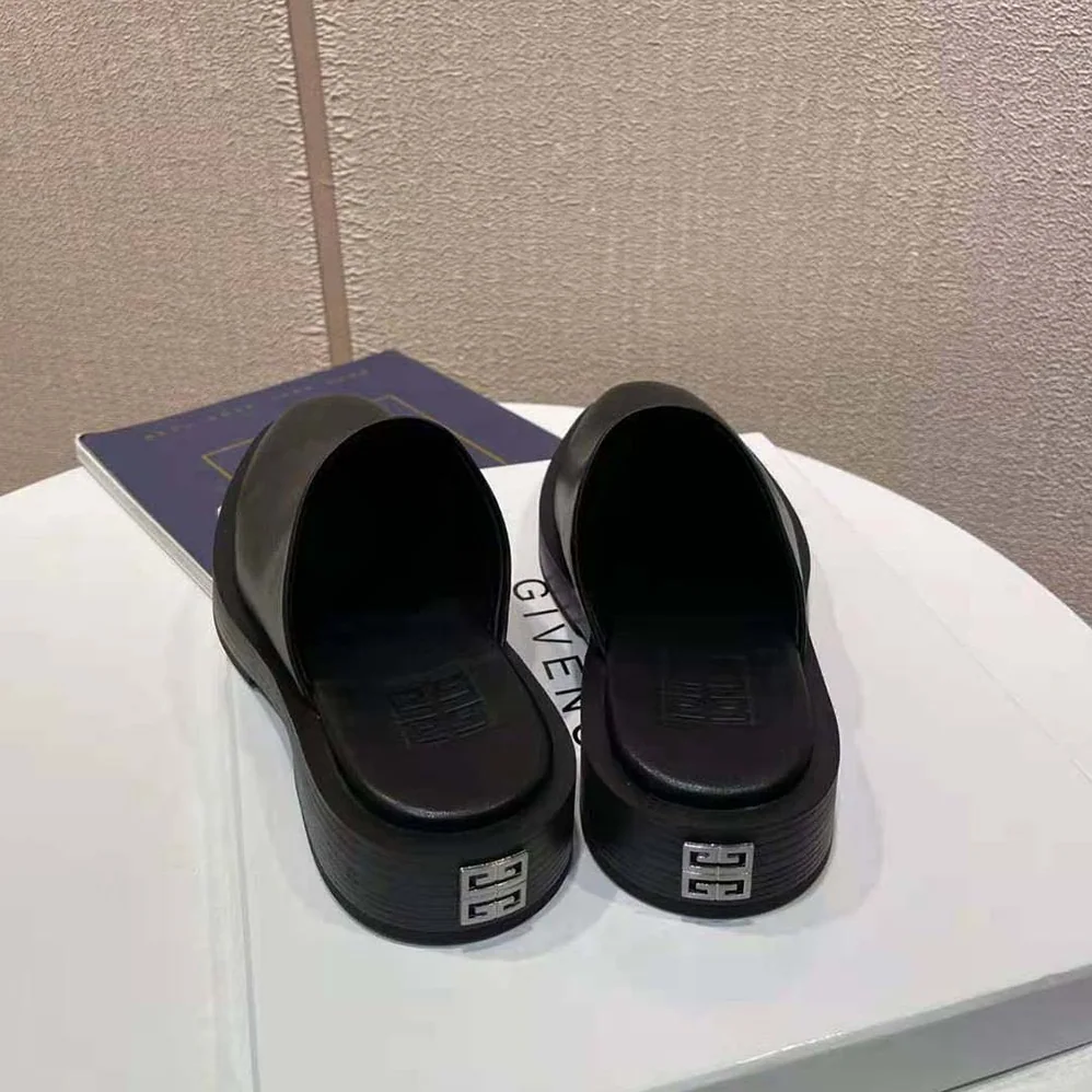 Givenchy Squared Open Loafers in Box Leather for Women in Black