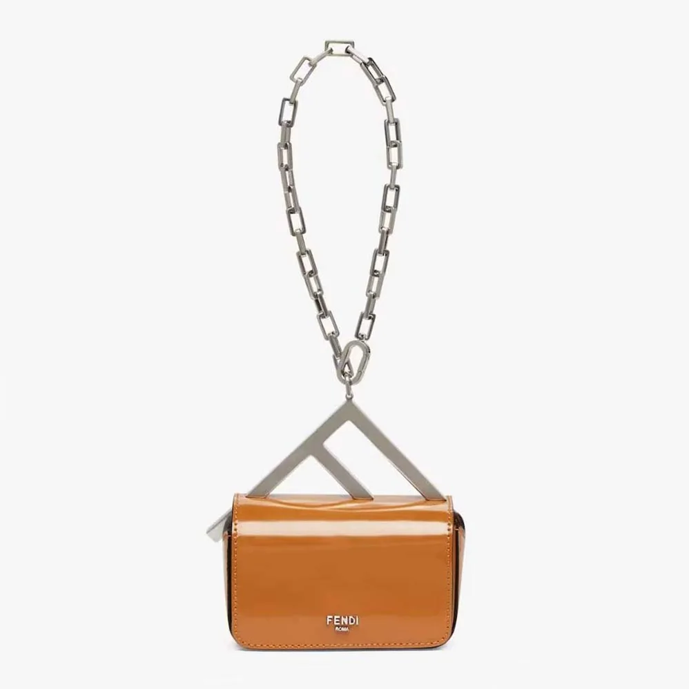 Fendi Nano Bag F Brown Leather Mini for Women in Bag Fendi Nano Bag F Brown Leather Mini for Women in Bag